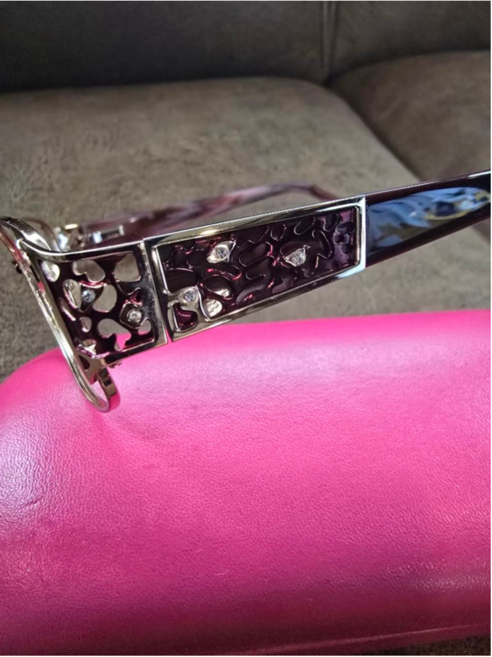 Women's Highland Parke Gold & Burgundy Glasses Frames Only - Picture 2 of 7